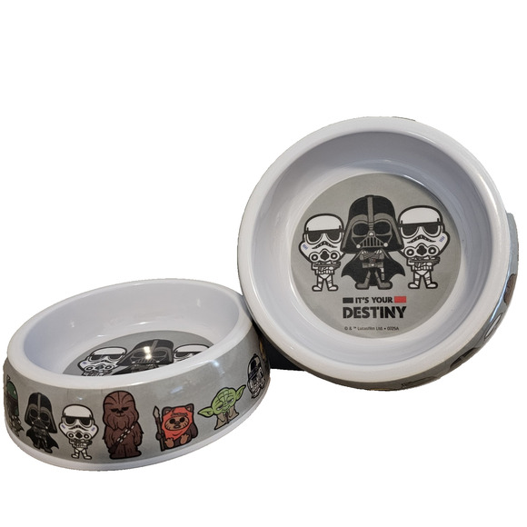 Disney Star Wars Pet Bowls Set of 2 Melamine Darth Vader Chewbacca Yoda Ewok - Picture 1 of 8